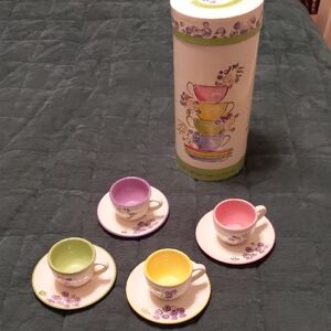 Floral Tea Cup Set with Saucer - Multicolor